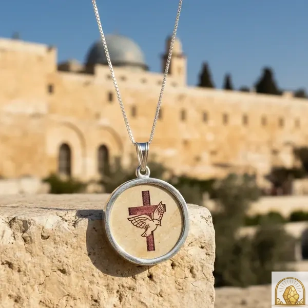 Latin Cross with dove - Sterling Silver 925 Necklace - Image 4