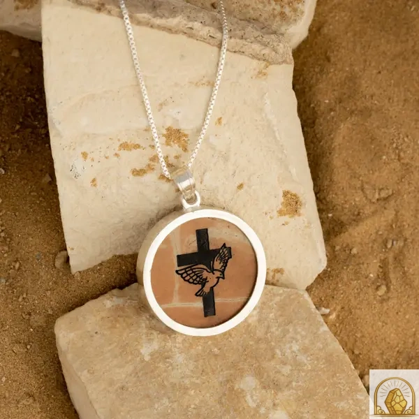Latin Cross with dove - Sterling Silver 925 Necklace - Image 3