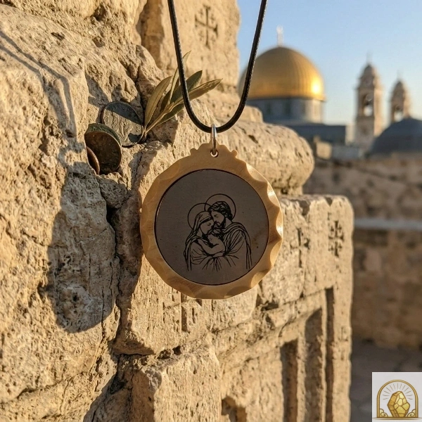 Holy Family - Olive Wood Necklace