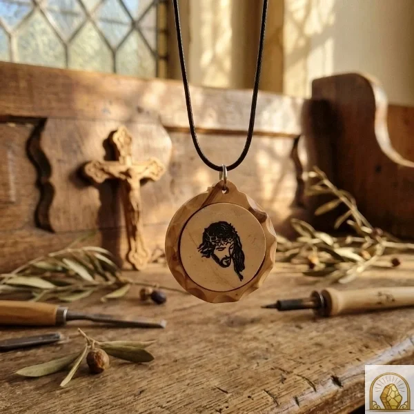 Jesus Face - Olive Wood Necklace