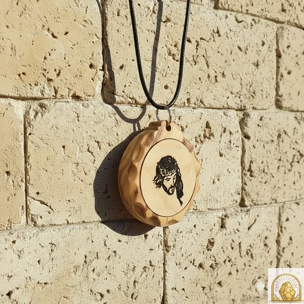 Jesus Face - Olive Wood Necklace - Image 3