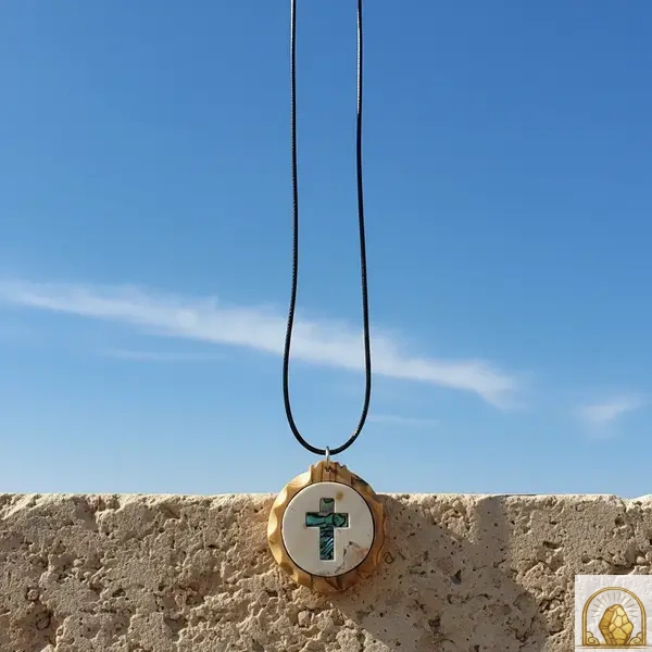 Latin Cross - O. W. & Mother of Pearl Necklace