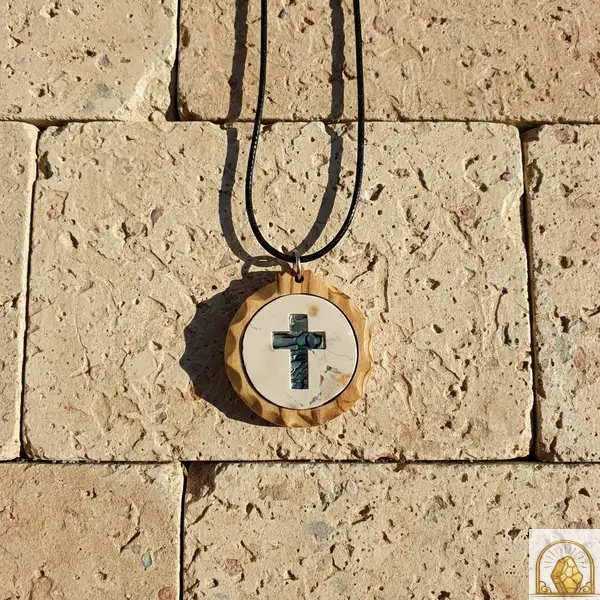 Latin Cross - O. W. & Mother of Pearl Necklace - Image 2