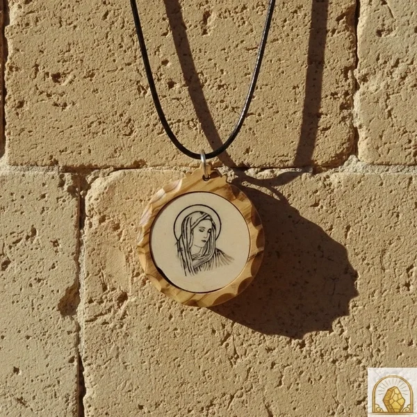 Virgin Mary - Olive Wood Necklace - Image 3