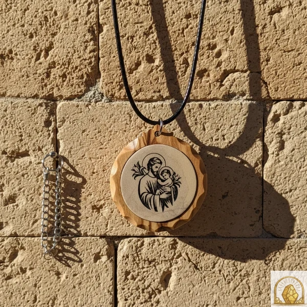 St. Joseph - Olive Wood Necklace - Image 3