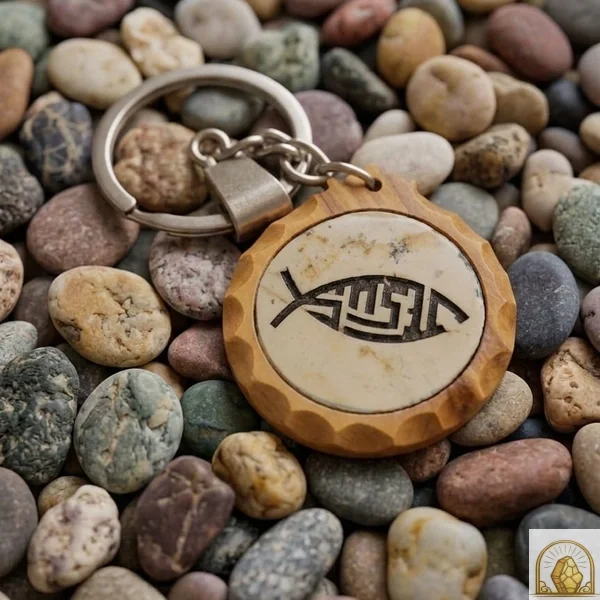 Ichthys Olive Wood keychain