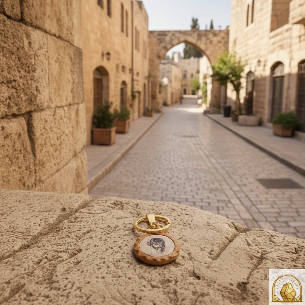 Jesus Face Olive Wood keychain - Image 2