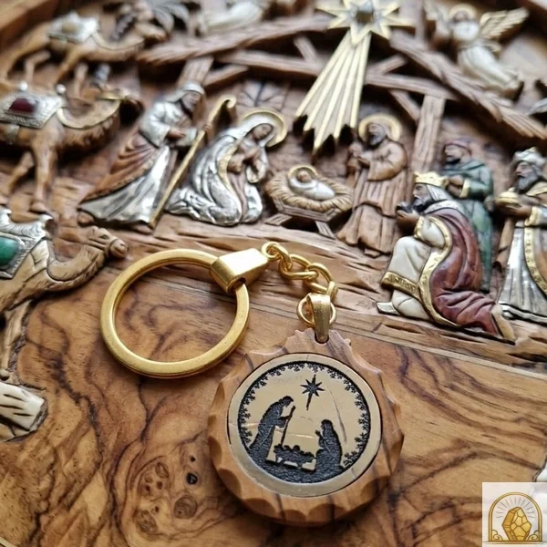 Nativity Olive Wood keychain